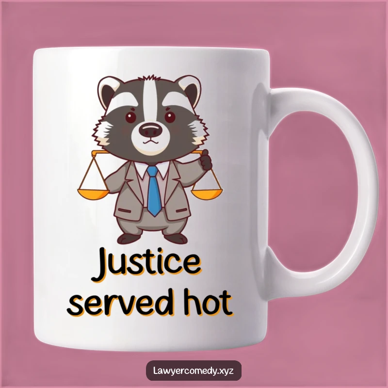 Funny Badger Lawyer Mug: Serious Suit Badger with Scales Gift