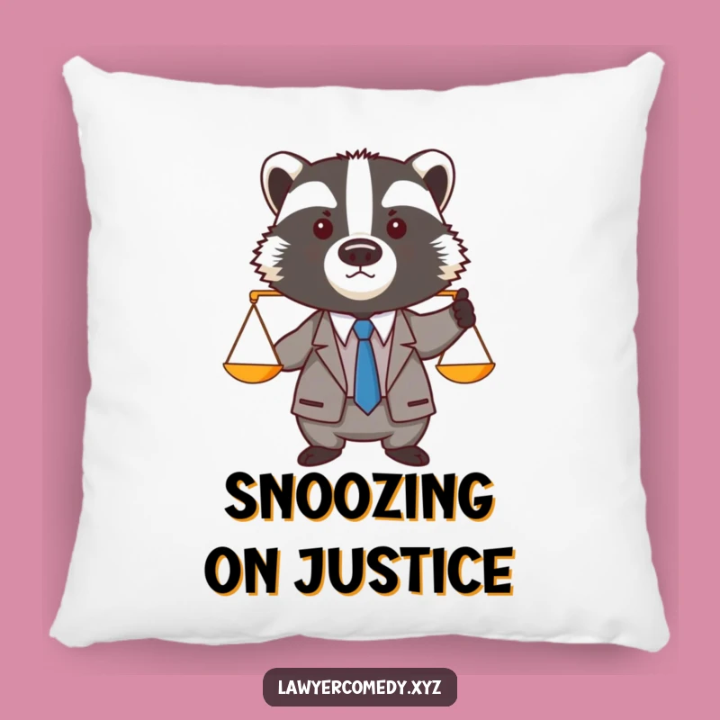 Funny Badger Lawyer Pillow: Comfy Suit Badger Scales Couch Accent Gift