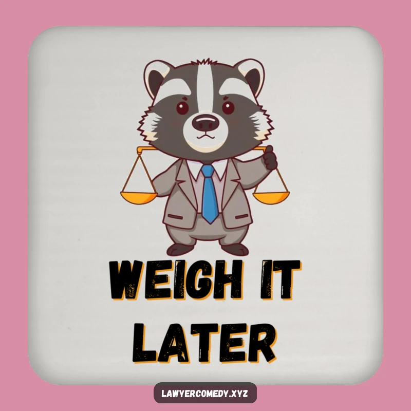 Funny Badger Lawyer Coaster Set: Dapper Badger Scales Drink Protector Gift