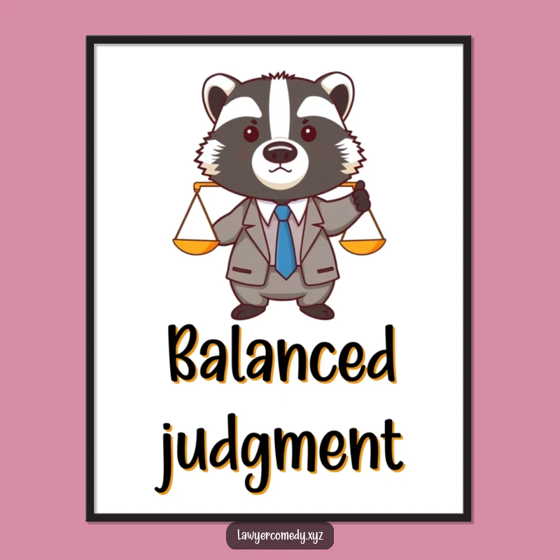 Funny Badger Lawyer Poster: Dapper Badger Scales Art Print Gift