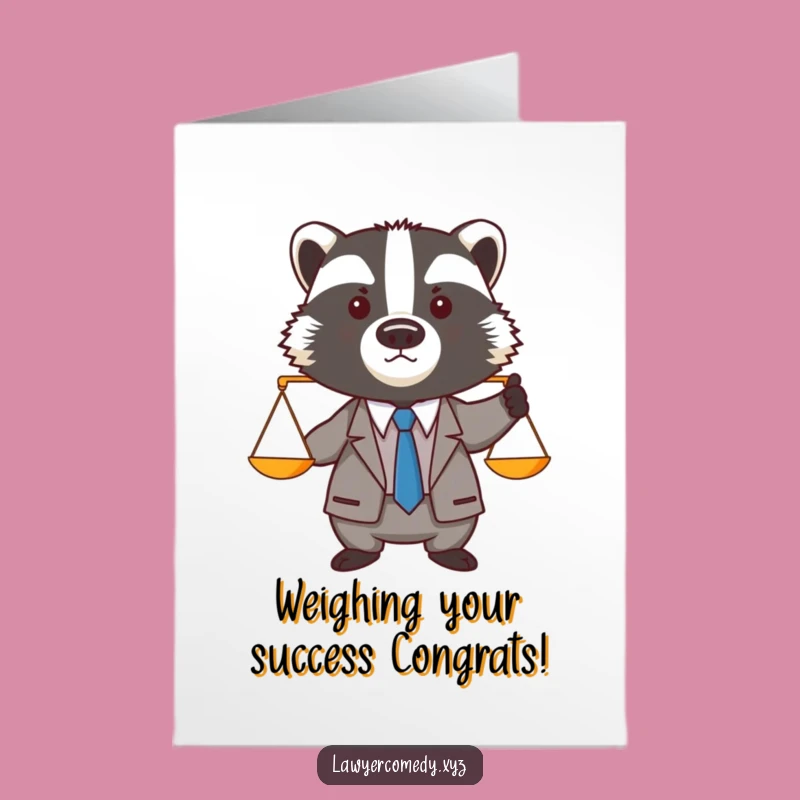 Free Printable Congrats Card: Badger Lawyer Scales of Justice, Perfect Downloadable Gift